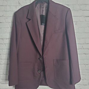 3.1. Phillip Lim Wool Serge 3 Button Blazer in Dark Burgundy